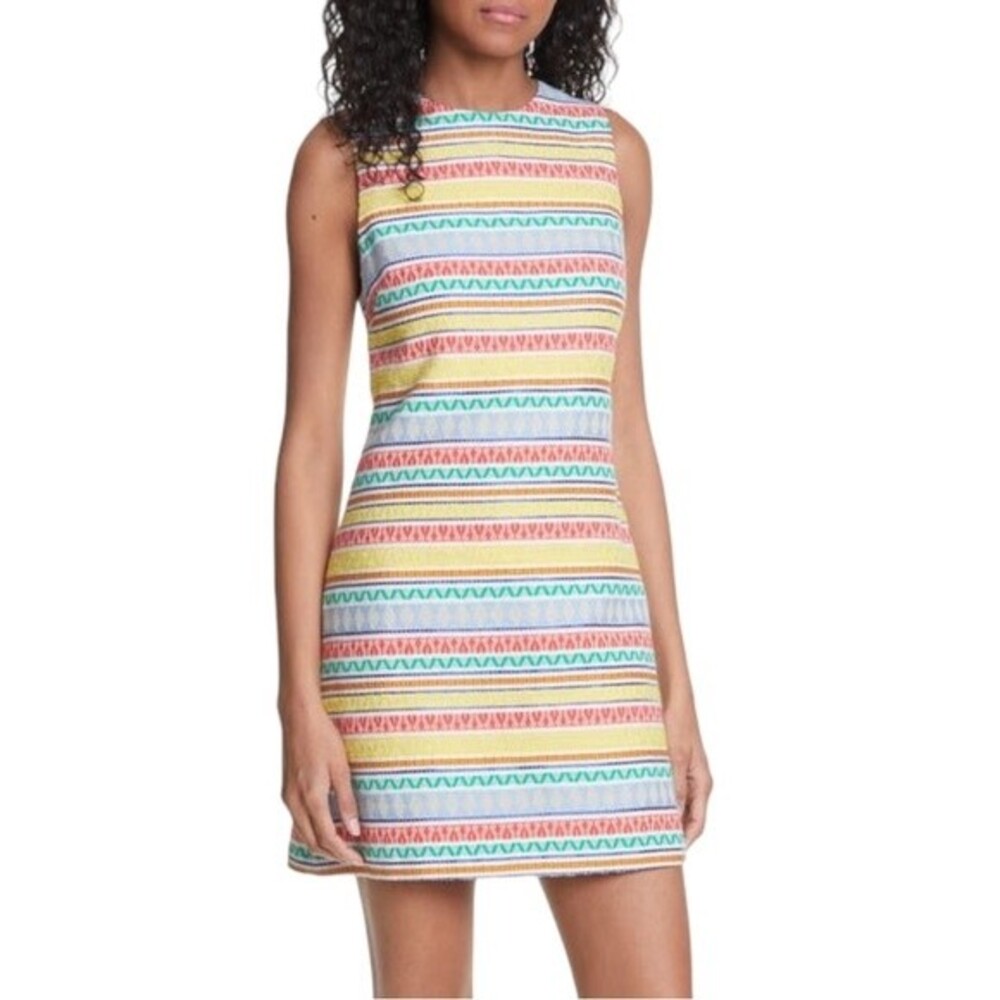NWT Alice + Olivia Coley Embroidered Sleeveless Sheath Mini Dress Women’s Size 2